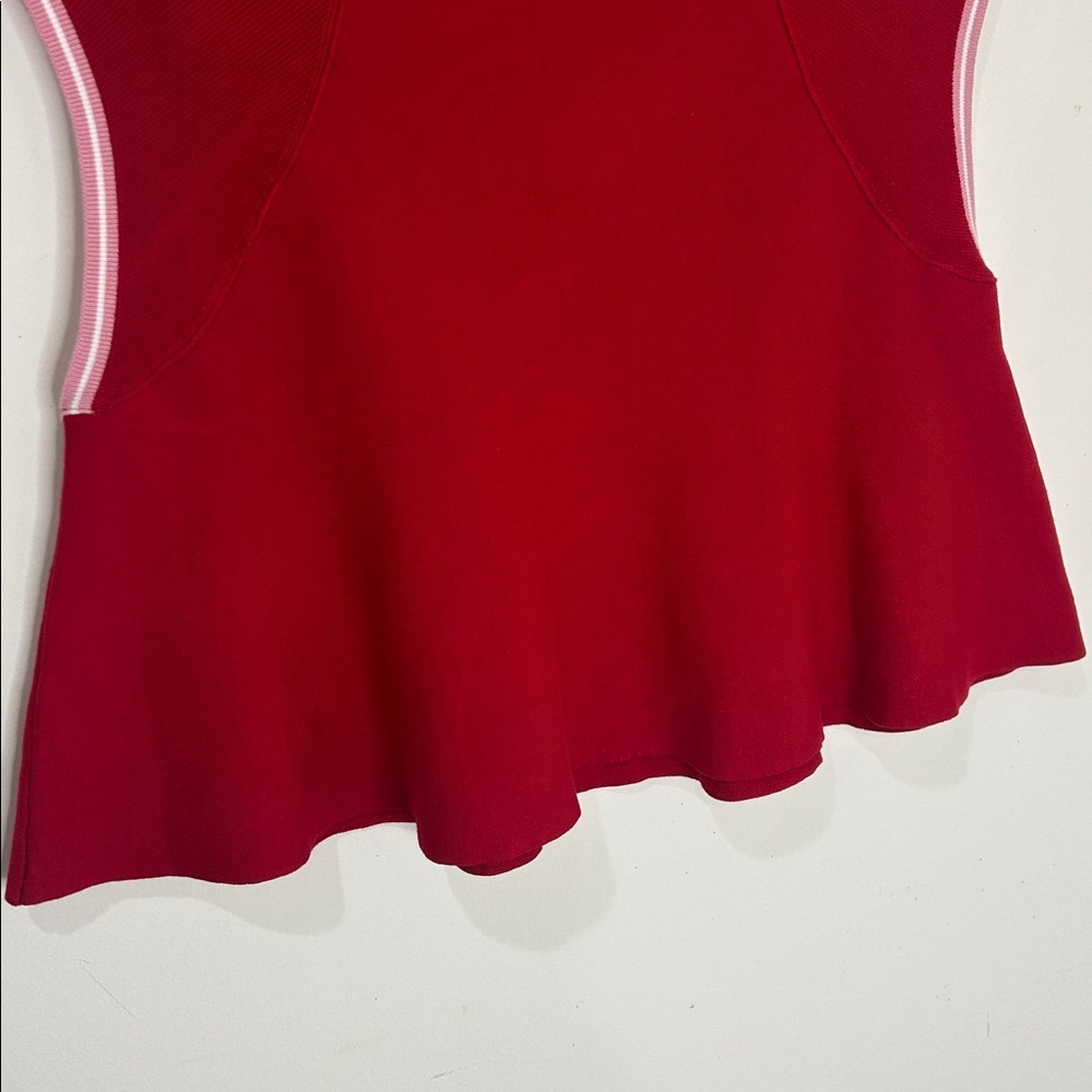 ANTHROPOLOGIE Maeve Knit Muscle Peplum Tank Top Red Size Small - Picture 8 of 16